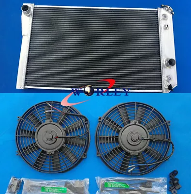 3 Row Aluminum Radiator & Fan For 1984-1990 Chevy Corvette / S10 V8 Conversion • $138.88