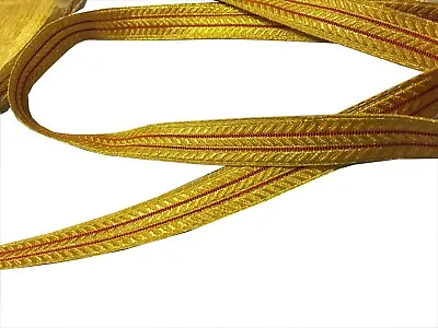 Gold Mylar  Military Briad Half Two Red Line Width Size 2CM  (price Per Metre) • £5.99