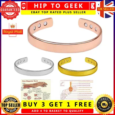 £4.15 • Buy Copper Magnetic Gents Bracelet Bangle Carpal Tunnel Arthritis Pain Relief Mens