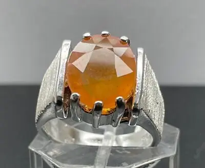 7.32 Ct Yellow Sapphire .925 Sterling Silver Mens Handmade Pinky Ring Sz 8 10 Gr • $155