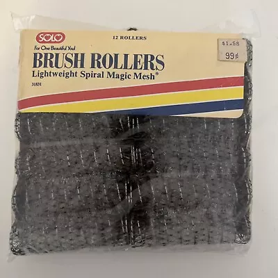 New Vintage 1982 12 Solo Magic Mesh Brush Rollers Lightweight Aluminum 31831 • $8