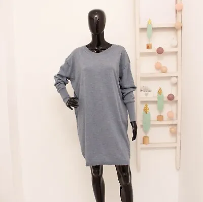 £39.95 • Buy ACNE Studios Wool Jumper Dress Fine Knit Longline Blue Tunic Dress L