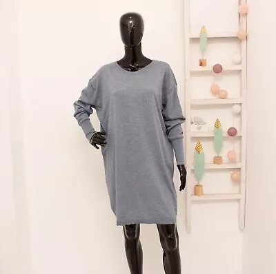 £39.95 • Buy ACNE Studios Wool Jumper Dress Fine Knit Longline Blue Tunic Dress L