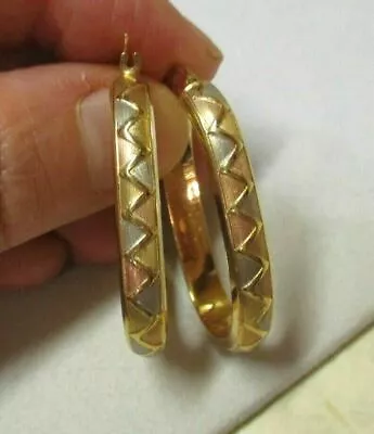 14K MILOR Tri-color Long Oval Hoop Earrings 1.5  E5 • $245