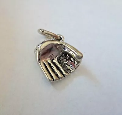 Silver Pewter 3D 10x10x5mm Baseball Softball Glove Charm! • $6.64