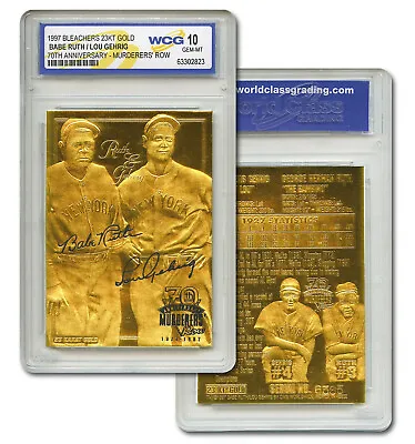 Yankees Murderers' Row * Babe Ruth / Lou Gehrig * 23kt Gold Card - Gem-mint 10 • $13.95