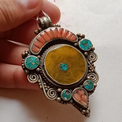 Beautiful Post-medieval Ottoman Silver Pendant With Stones 1850 Ad • £47.31