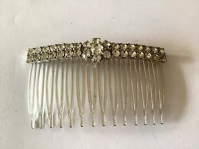 Vintage Rhinestone Silver Tone Metal Hair Comb • $10.95