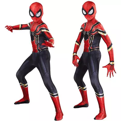 Men Kids Boys Avengers Iron Spiderman Cosplay Costume Party Fancy Dress Jumpsuit • £12.48