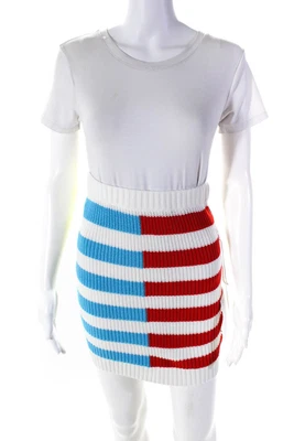 $55.01 • Buy Staud Womens Smocked Striped Rib Knit Saltwater Pencil Skirt Multi Size XS