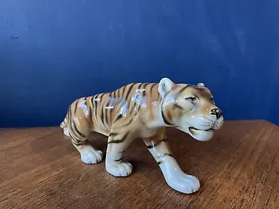 Royal Dux Porcelain Stalking Tiger Figurine - Made In Czech Republic • £40