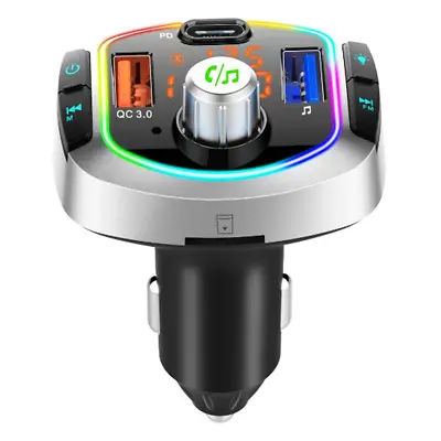 Car Bluetooth 5.0 FM Transmitter MP3 Player TF Dual USB Car Fast Charger Adapter • £22.67