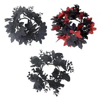 Candle Rings Wreaths Halloween Artificial Leaves Wreaths Home Decor Candle • £5.89