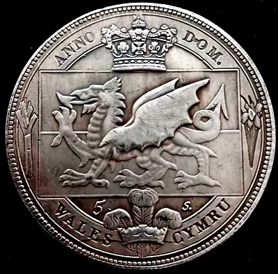Retro 1887 Queen Victoria Wales Cymru  Crown Original Size. • £4.50