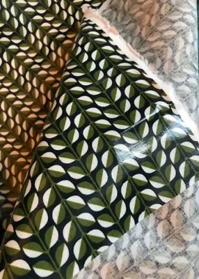 Kokka Laminated Cotton Linen Canvas Fabric Green - Per Metre • £31.48