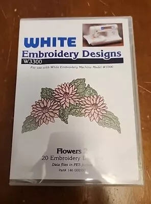 White Machine W3300 Embroidery Card Designs & Case #117 Flowers 2 PES Format • $12.99