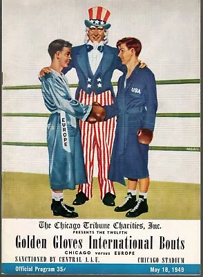 1949 Golden Gloves International Bouts Program Chicago Versus Europe W/ Menu • $45