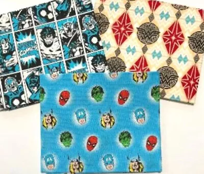 Marvel Superhero Fabric Licensed Fat Quarters 100% Cotton • £2