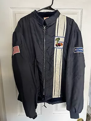 Vintage Ford Mustang Cobra Shelby Racing Fur Lined Blue Jacket Men’s Size 2XL • $52