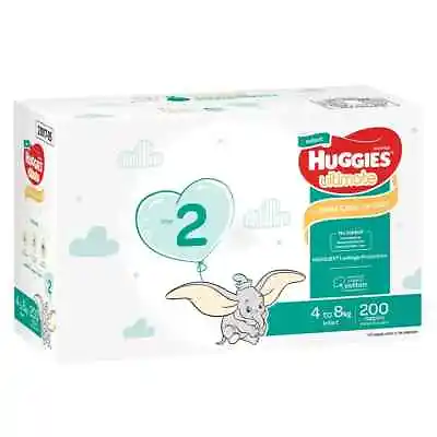 $100.46 • Buy New Huggies Unisex Ultimate Nappies Size 2 Infant (4-8 Kg) 200 Nappies