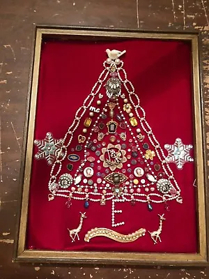 Framed Vintage Jewelry Christmas Tree Art • $55.25
