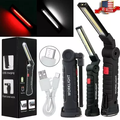 Rechargeable LED COB Work Light Mechanic Flashlight Lamp Magnetic Base Bright • $26.90