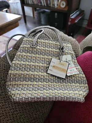 Marlo Metallic Tri Color Woven Handbag Double Strap 6A • $14.39