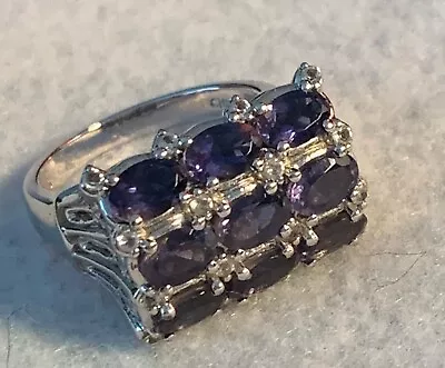 Victoria Wieck Iolite And White Topaz Sterling Silver Ring - 8 • $130