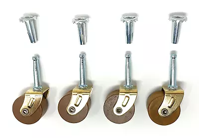 Metal Magery Medium 1 5/8  Hardwood Casters Pack Of 4 Vintage Antique Furniture  • $31.99