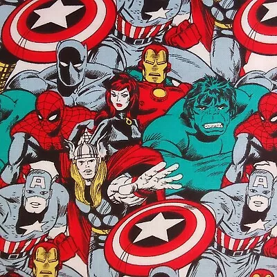 Marvel Comics Cotton Fabric Hulk Thor Iron Man Captain America C1 Quick Dispatch • £3.50