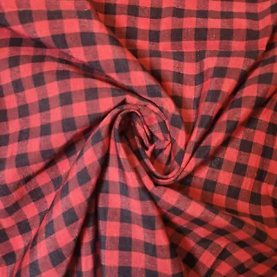 *Clearance* Luxury Gingham Check 100% Cotton Linen Woven Material Fabric 44  • £35.99