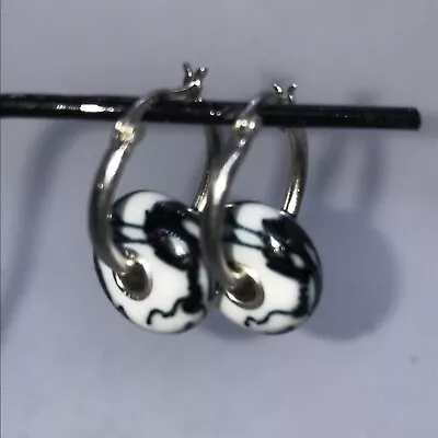 Trollbeads Chinese Dragon Beads On Sterling Silver Hoop Earrings • $155.42