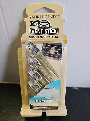 Yankee Candle Car Vent Stick Air Freshener Freshner Scent 4pcs - Sun & Sand • £4.95