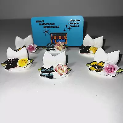 Vtg Coalport Bone China Place Card Holders Butterflies & Roses Set Of 6 England • $37.94