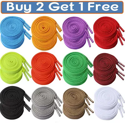 Shoe Laces Pair Flat Coloured Boot Ties Short Long Kids Adult Trainer UK • £2.49