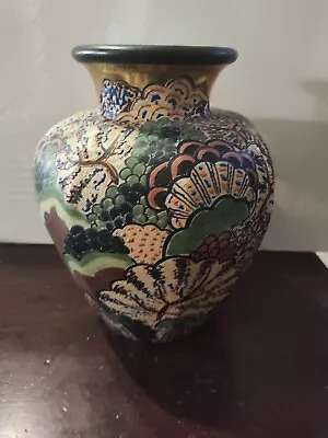 Antique Japanese Vase Moriage Satsuma Japan Vase Pottery Vase  • $59.99