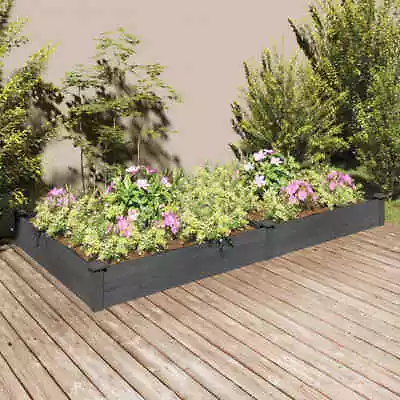 Garden Raised Bed With Liner Grey 240x120x25 Cm Solid Wood Fir • £107.99