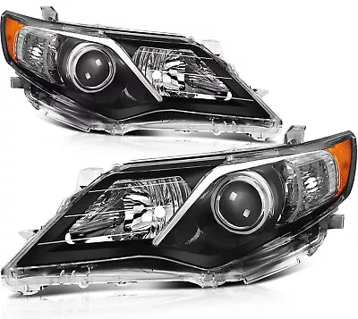 Headlight Assembly For 2012-2014 Toyota Camry Pair Black Projector Headlamps • $78.99