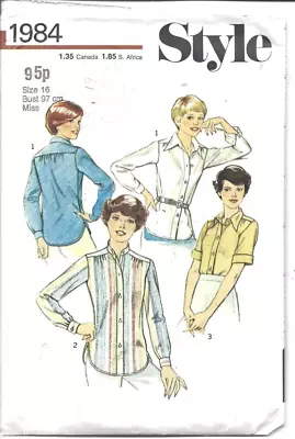 Vintage 1977 Ladies Blouse Shirt Top Sewing Pattern Bust 38 In. Checked (1984) • £3.50