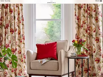 Laura Ashley  Gosford Cranberry  PENCIL PLEAT Lined Curtains- 64  X 54 - NEW • £95