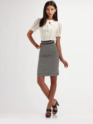 $285 • Buy Z Spoke By Zac Posen Striped Semi Sheer Off-White Silk Top Size 8 US / L, NWOT