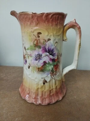 Antique Victorian 'Anenomies' Pattern Decorative Water Jug 21.5cm Tall • £6.95