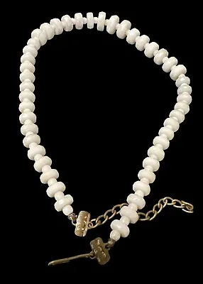 Vtg Unsigned MIRIAM HASKELL White Milk Glass Bead  Necklace Art Glass • $40