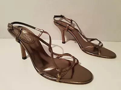 Via Spiga Women's 8.5M Metallic Leather High Heel Strappy Sandals Italy  • $24.99