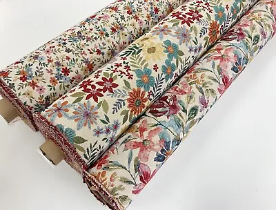 Floral Heavy Tapestry Fabric Hon Fleur Curtain Upholstery Woven Heavy Bag Fabric • £1.99