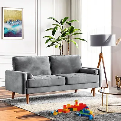 70 Inch Modern Velvet Futon Sofa Bed Loveseat Couch Comfy Sofa W/ 2 Pillow • $199.99