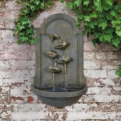 Solar Morning Glory Water Feature Bird Bath Wall Mounted • £89.99