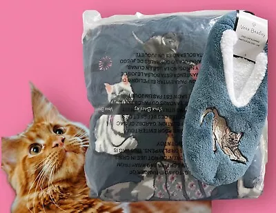 Vera Bradley Cats Meow Soft Fleece Throw Blanket 80”x 50”+ Matching Cat Slippers • $64.90