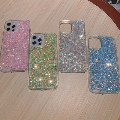 $7.95 • Buy Glitter Case For IPhone 6 6S 7 8 Plus 11 12 13 14 Pro X XR XS Max Soft TPU Cover