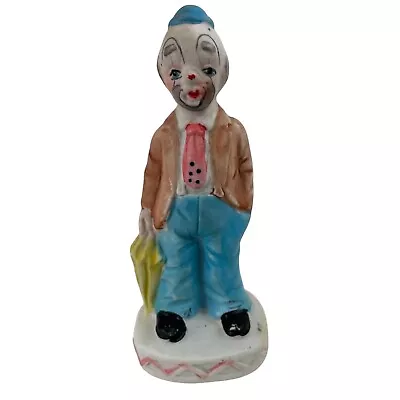 Vintage Porcelain Hobo Clown With Umbrella Figurine 5.5  • $12.99